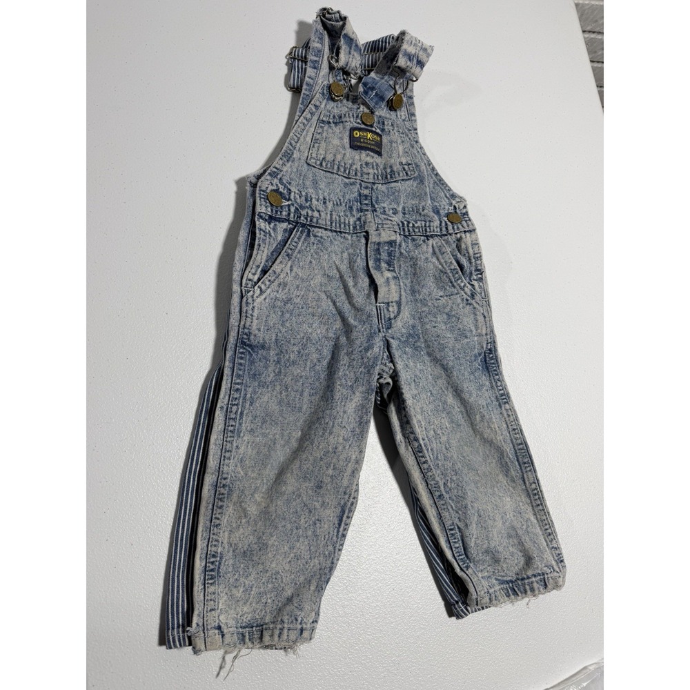 Vintage Oshkosh Acid Wash Denim Overalls Baby USA Made 2T - Picture 13 of 13